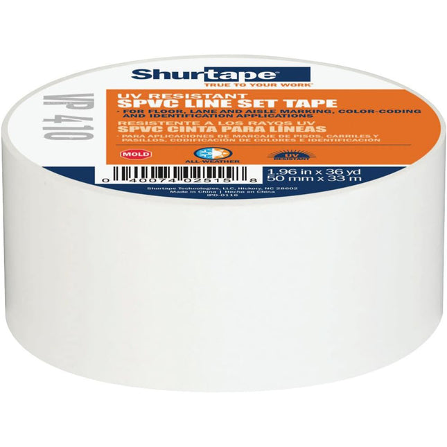 Shurtape VP-410 Vinyl Film Tape: 2" x 36 yd, White